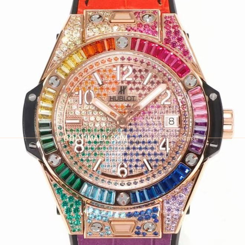 위블로 빅뱅 스틸 레인보우베젤 다이아세팅 오토매틱 Hublot Big Bang Steel Rainbow Bezel Diamond Set Automatic 39mm
