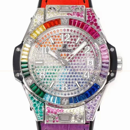 위블로 빅뱅 스틸 레인보우베젤 다이아세팅 오토매틱 Hublot Big Bang Steel Rainbow Bezel Diamond Set Automatic 39mm