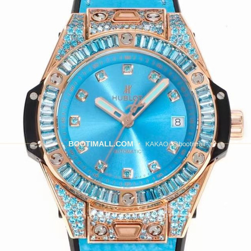 위블로 빅뱅 스틸 레인보우베젤 다이아세팅 오토매틱 Hublot Big Bang Steel Rainbow Bezel Diamond Set Automatic 39mm