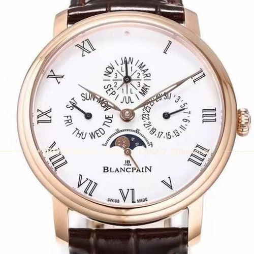 블랑팡 빌레레 퍼페추얼 캘린더 문페이즈 화이트다이얼 오토매틱 Blancpain Villeret Perpetual Calendar Moonphase White Dial Automatic 42mm