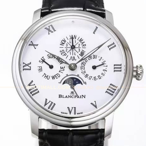 블랑팡 빌레레 퍼페추얼 캘린더 문페이즈 화이트다이얼 오토매틱 Blancpain Villeret Perpetual Calendar Moonphase White Dial Automatic 42mm