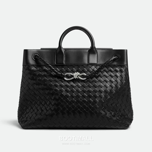 Bottega Veneta Andiamo Voyager Intrecciato Calfskin Leather Black Travel Tote Bag 보테가베네타 안디아모 보이저 인트레치아토 카프스킨 레더 블랙 트래블 토트백 20192380 43cm