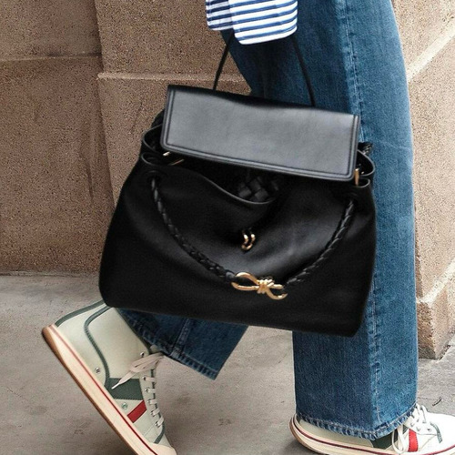 Bottega Veneta Ciao Ciao Smooth Calfskin Leather Black Knot Flap Top Handle Shoulder Bag 보테가베네타 차오차오 스무스 카프스킨 레더 블랙 노트 플랩 탑핸들 숄더백 20191980 34cm