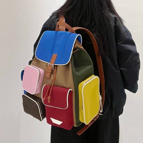 Bottega Veneta Crossroad Calfskin Leather Nylon Black Multi Pocket Backpack 보테가베네타 크로스로드 카프스킨 나일론 레더 블랙 멀티 포켓 백팩 20191980 42cm