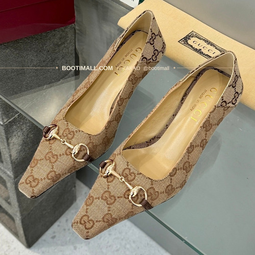 구찌 2026 레더 GG 메탈 라운드토 펌프스 Gucci 2026 Leather GG Metal Round Toe Black Pumps 5.5cm