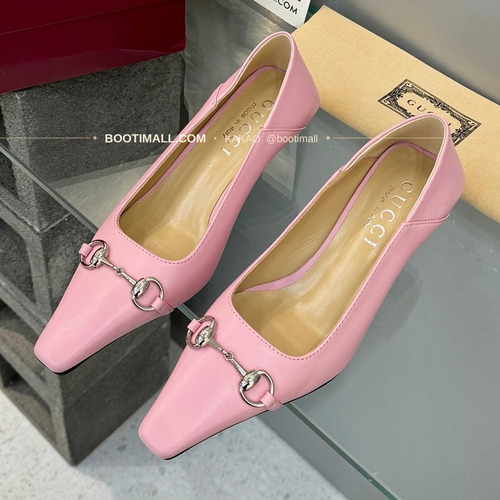 구찌 2026 레더 GG 메탈 라운드토 블랙 펌프스 Gucci 2026 Leather GG Metal Round Toe Black Pumps 5.5cm