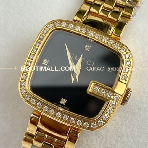 구찌 최신 다이아 45P 다이얼 스틸 여성용 쿼츠 시계 Gucci Latest 45P Diamond Dial Steel Ladies Quartz Watch 24mm