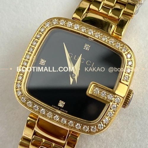 구찌 최신 다이아 45P 다이얼 스틸 여성용 쿼츠 시계 Gucci Latest 45P Diamond Dial Steel Ladies Quartz Watch 24mm