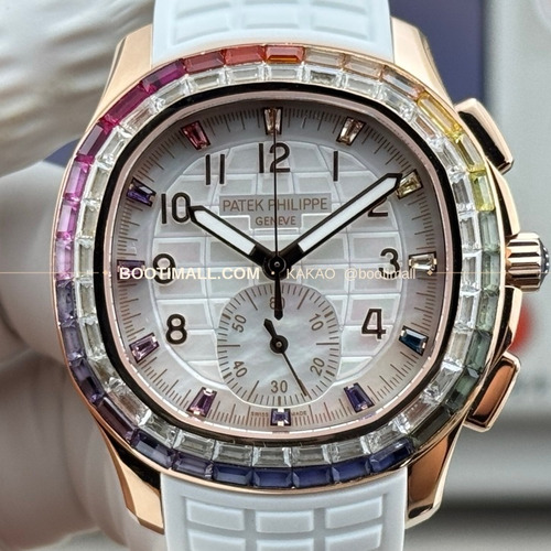 파텍필립 아쿠아넛 루체 로즈골드 레인보우 다이아 크로노그래프 오토매틱 Patek Philippe Aquanaut Luce Rose Gold Rainbow Diamond Chronograph Automatic 7968 39.9mm