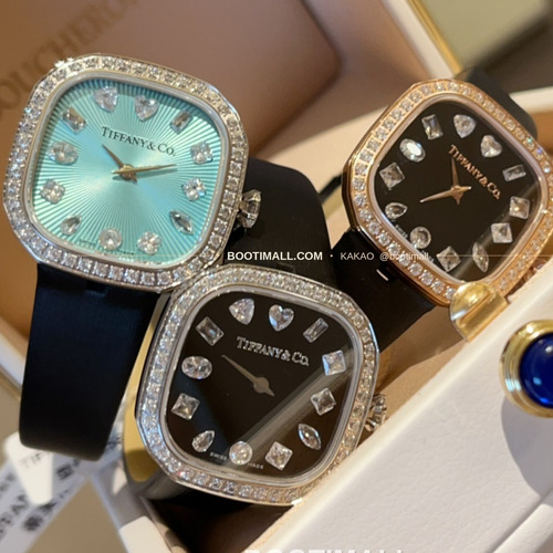티파니 스퀘어 스틸 다이아 크라운 쿼츠 Tiffany Square Steel Diamond Crown Quartz 28mm