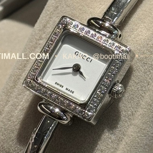 구찌 스퀘어 스틸 자개 다이얼 브레이슬릿 쿼츠 Gucci Square Steel Mother of Pearl Bracelet Quartz 20mm