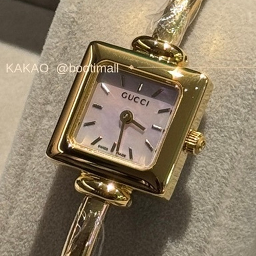 구찌 스퀘어 스틸 자개 다이얼 브레이슬릿 쿼츠 Gucci Square Steel Mother of Pearl Bracelet Quartz 20mm