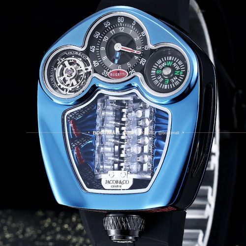 제이콥앤코 부가티 투르비용 W16 엔진 스켈레톤 오토매틱 Jacob & Co Bugatti Tourbillon W16 Engine Skeleton Automatic 55mm