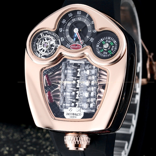 제이콥앤코 부가티 투르비용 W16 엔진 스켈레톤 오토매틱 Jacob & Co Bugatti Tourbillon W16 Engine Skeleton Automatic 55mm