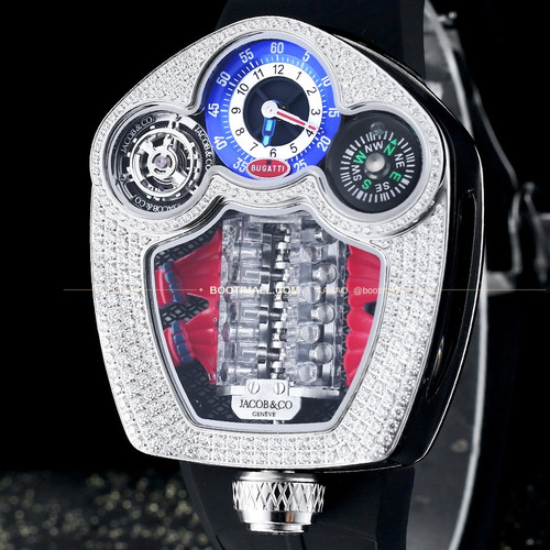 제이콥앤코 부가티 투르비용 W16 엔진 스켈레톤 오토매틱 Jacob & Co Bugatti Tourbillon W16 Engine Skeleton Automatic 55mm
