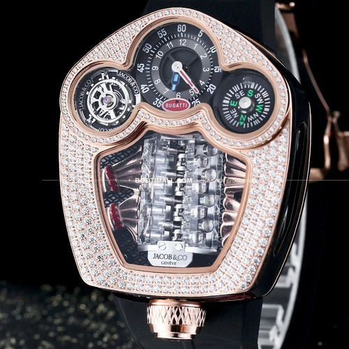 제이콥앤코 부가티 투르비용 W16 엔진 스켈레톤 오토매틱 Jacob & Co Bugatti Tourbillon W16 Engine Skeleton Automatic 55mm