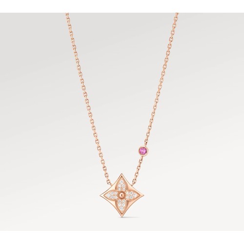 루이비통 모노그램 다이아 핑크 다이아 V 골드 네크리스 Louis Vuitton Monogram Diamond Pink Diamond V Gold Necklace