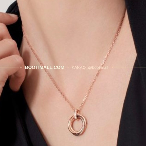 까르띠에 트리니티 트리플 링 다이아 V 골드 네크리스 Cartier Trinity Triple Ring Diamond V Gold Necklace 8060240
