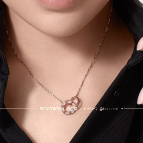 까르띠에 라운드 더블 링 리버서블 다이아 팬던트 V 골드 네크리스 Cartier Round Double Ring Reversible Diamond Pendant V Gold Necklace 3250270