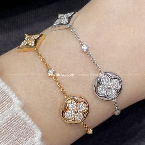 루이비통 모노그램 플라워 풀 다이아 V 골드 브레이슬릿 Louis Vuitton Monogram Flower Full Diamond V Gold Bracelet
