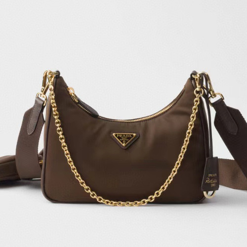 Prada 프라다 1BH204 리에디션 나일론 호보백 3-in-1 테수토 브라운 골드 하드웨어