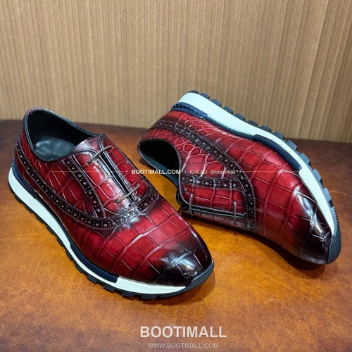 벨루티 악어가죽 파티나 블랙 스니커즈 Berluti Crocodile Leather Patina Black Sneakers