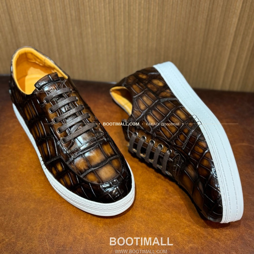 벨루티 악어가죽 파티나 블랙 캐주얼 스니커즈 Berluti Crocodile Leather Patina Black Casual Sneakers