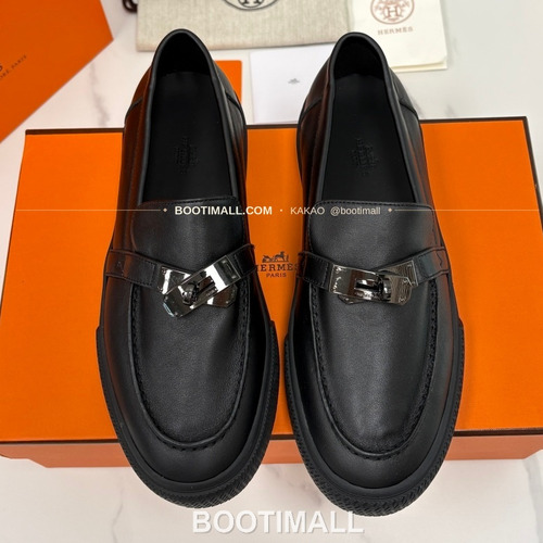에르메스 조브 켈리 송아지가죽 로퍼 Hermes Job Kelly Calfskin Black Loafers