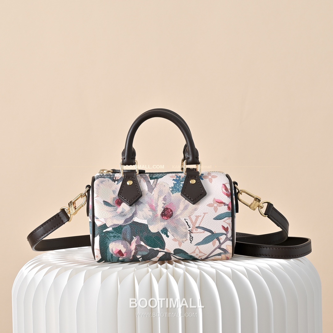 루이비통 나노 스피디 모노그램 캔버스 플로럴 브라운 토트백 Louis Vuitton Nano Speedy Monogram Canvas Floral Brown Top Handle Bag M29149 16cm 1