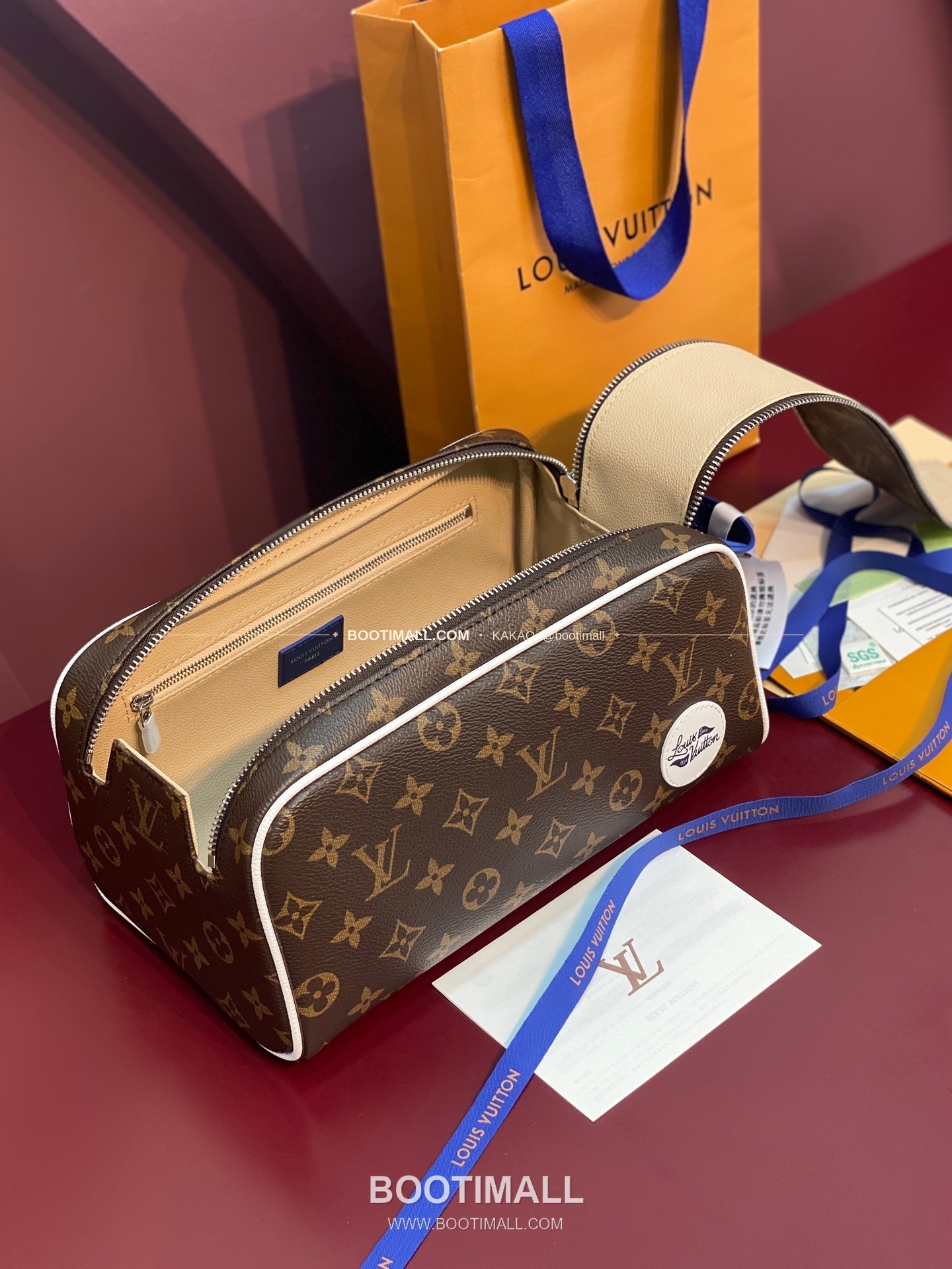 루이비통 도프 키트 모노그램 캔버스 LV 골프 패치 브라운 클러치 Louis Vuitton Dopp Kit Monogram Canvas LV Golf Patch Brown Clutch M28371 28cm 3