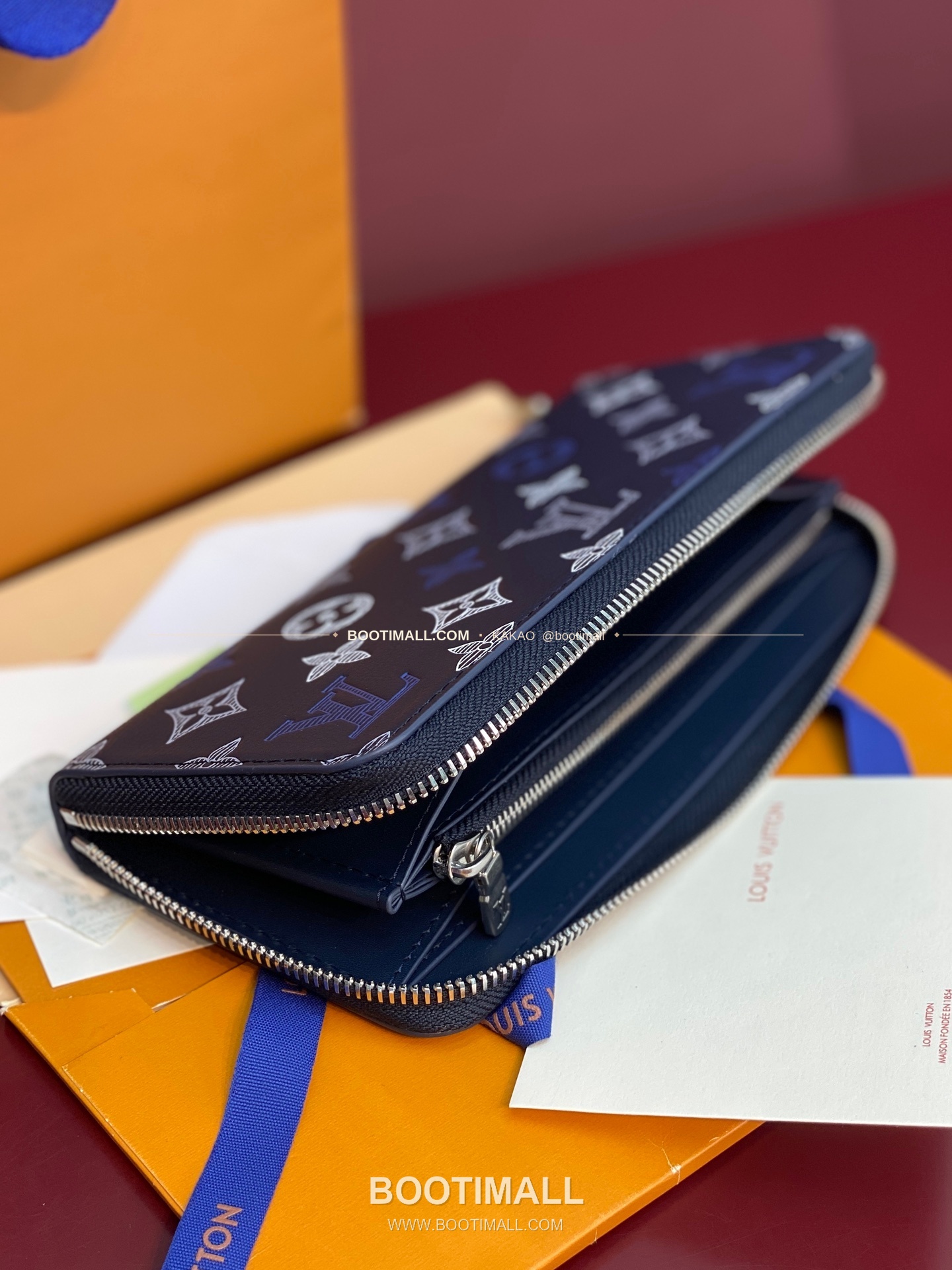 루이비통 지피 월렛 호리즌탈 모노그램 섀도우 레더 네이비 화이트 장지갑 Louis Vuitton Zippy Wallet Horizontal Monogram Shadow Leather Navy White Long Wallet M29777 21cm 7
