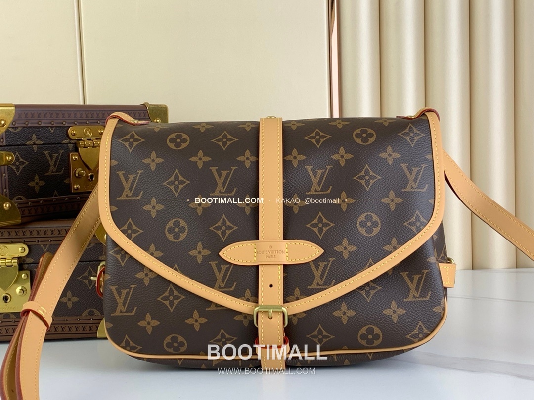 루이비통 소뮤르 미디움 모노그램 캔버스 브라운 숄더백 Louis Vuitton Saumur Medium Monogram Canvas Brown Shoulder Bag M40710 28cm 1