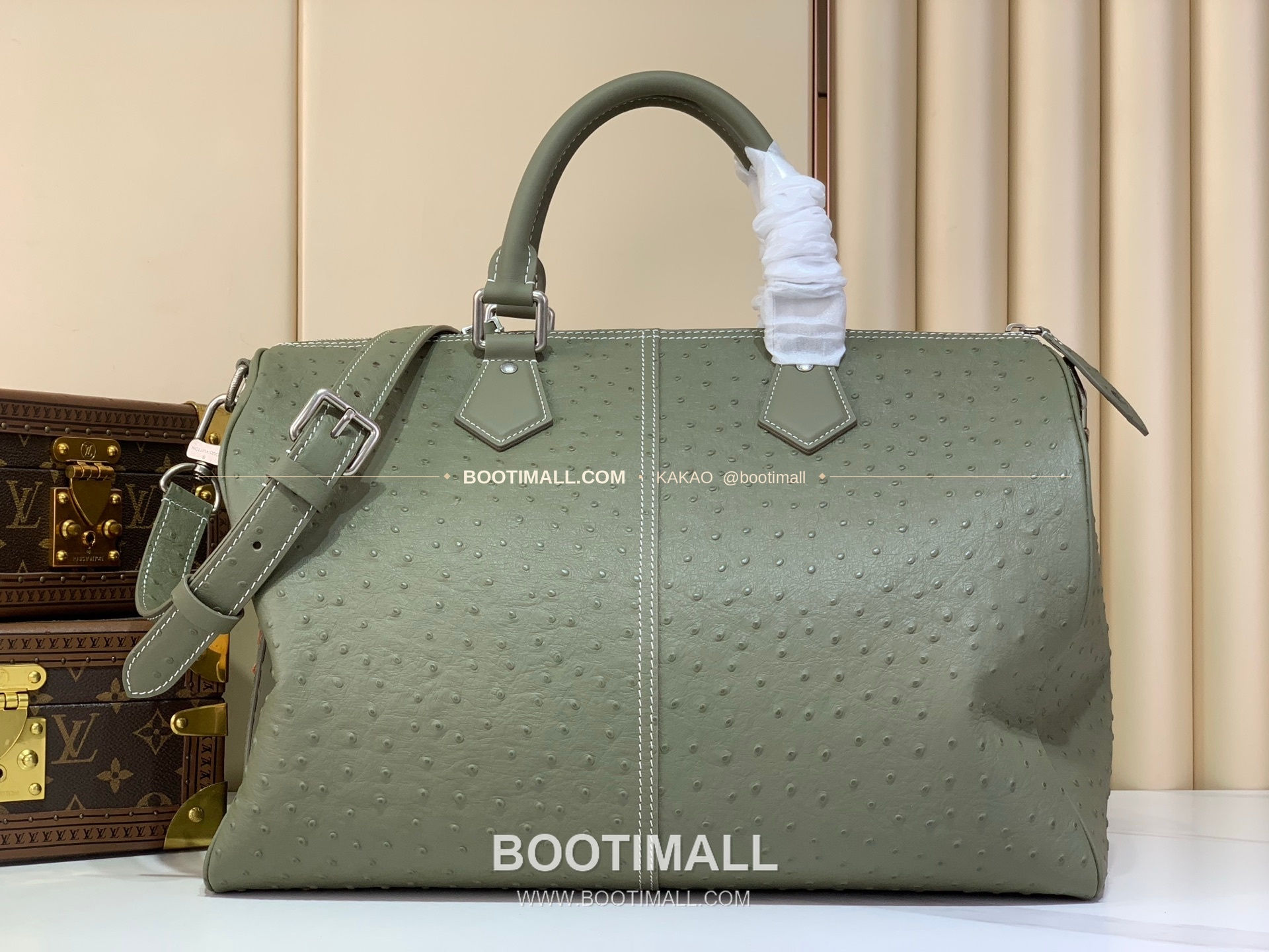 루이비통 스피디 반둘리에 40 모노그램 레더 오스트리치 엠보스 그린 더플백 Louis Vuitton Speedy Bandouliere 40 Monogram Leather Ostrich Embossed Green Duffle Bag M89113 40cm 8