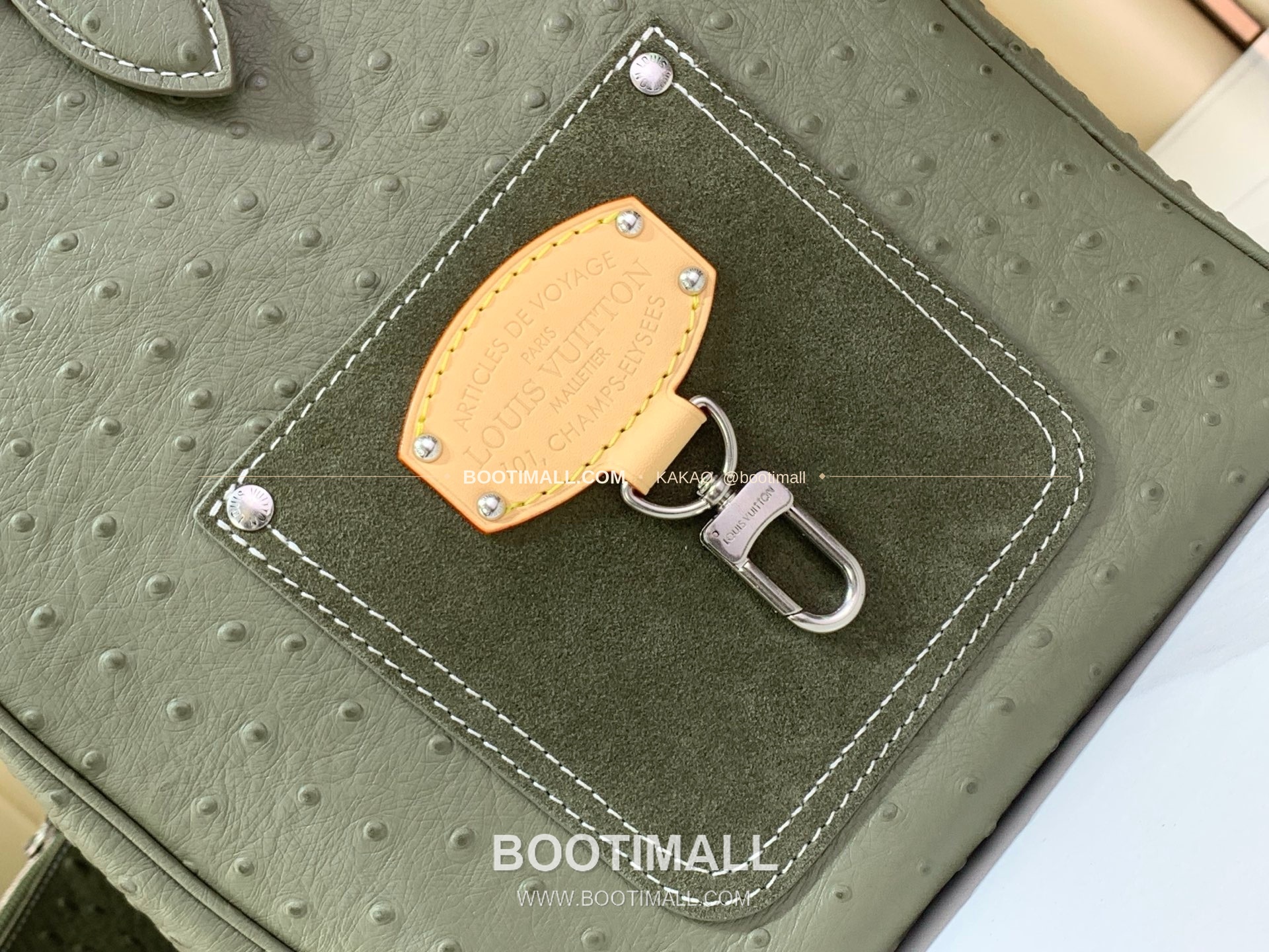 루이비통 스피디 반둘리에 40 모노그램 레더 오스트리치 엠보스 그린 더플백 Louis Vuitton Speedy Bandouliere 40 Monogram Leather Ostrich Embossed Green Duffle Bag M89113 40cm 16