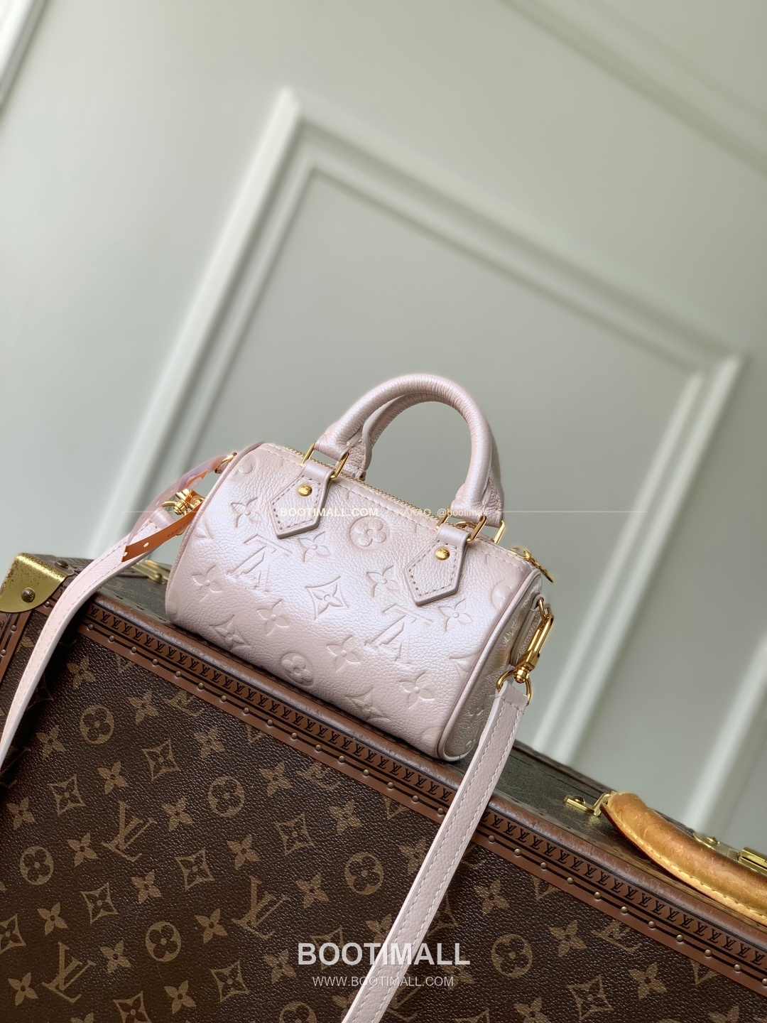루이비통 나노 스피디 엠프렝트 쉬머리 레더 펄핑크 토트백 Louis Vuitton Nano Speedy Empreinte Shimmery Leather Pearl Pink Top Handle Bag M27107 16cm 3