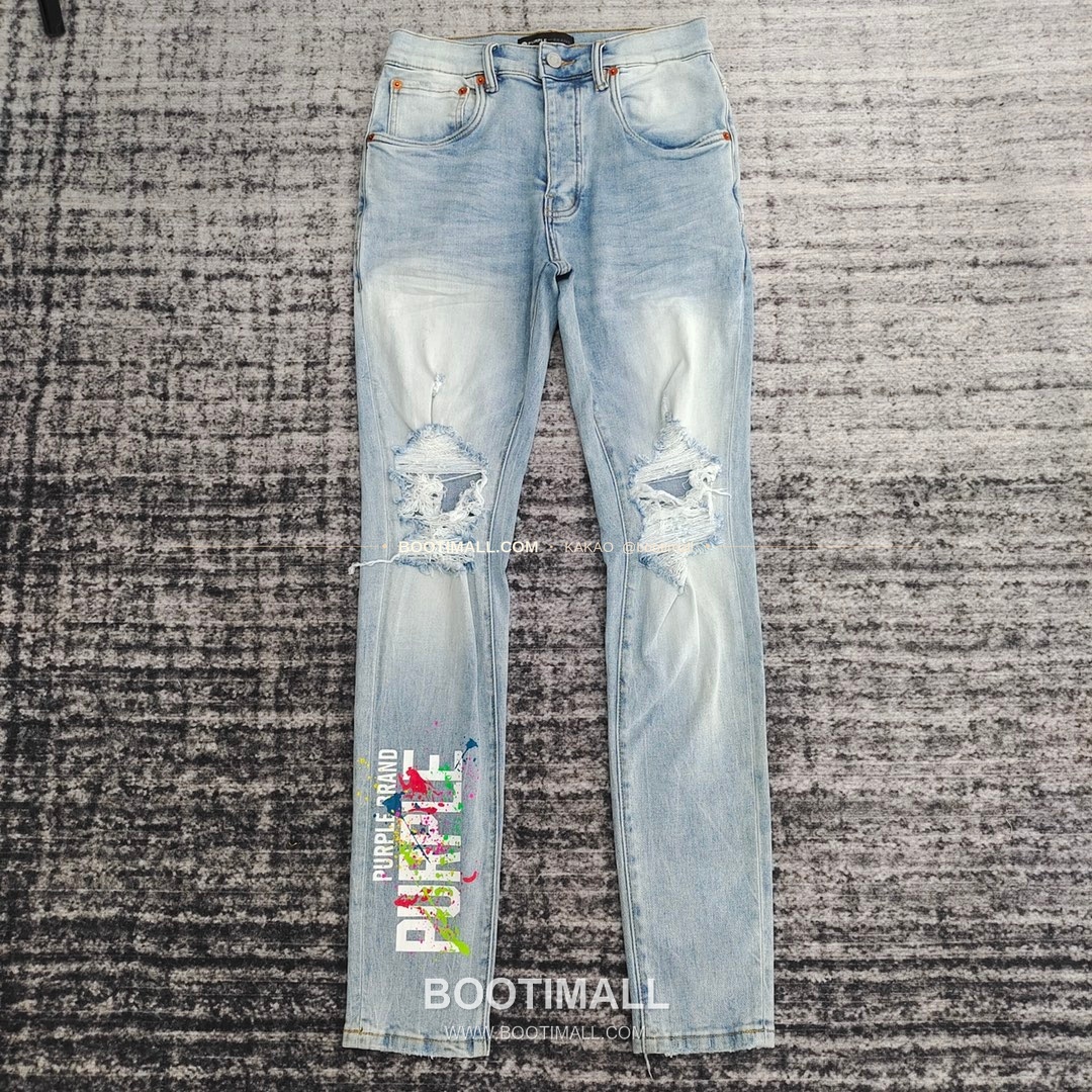 퍼플브랜드 코튼 디스트레스 슬림핏 데님 팬츠 PURPLE BRAND Cotton Distressed Slim Fit Denim Pants PU104000 1