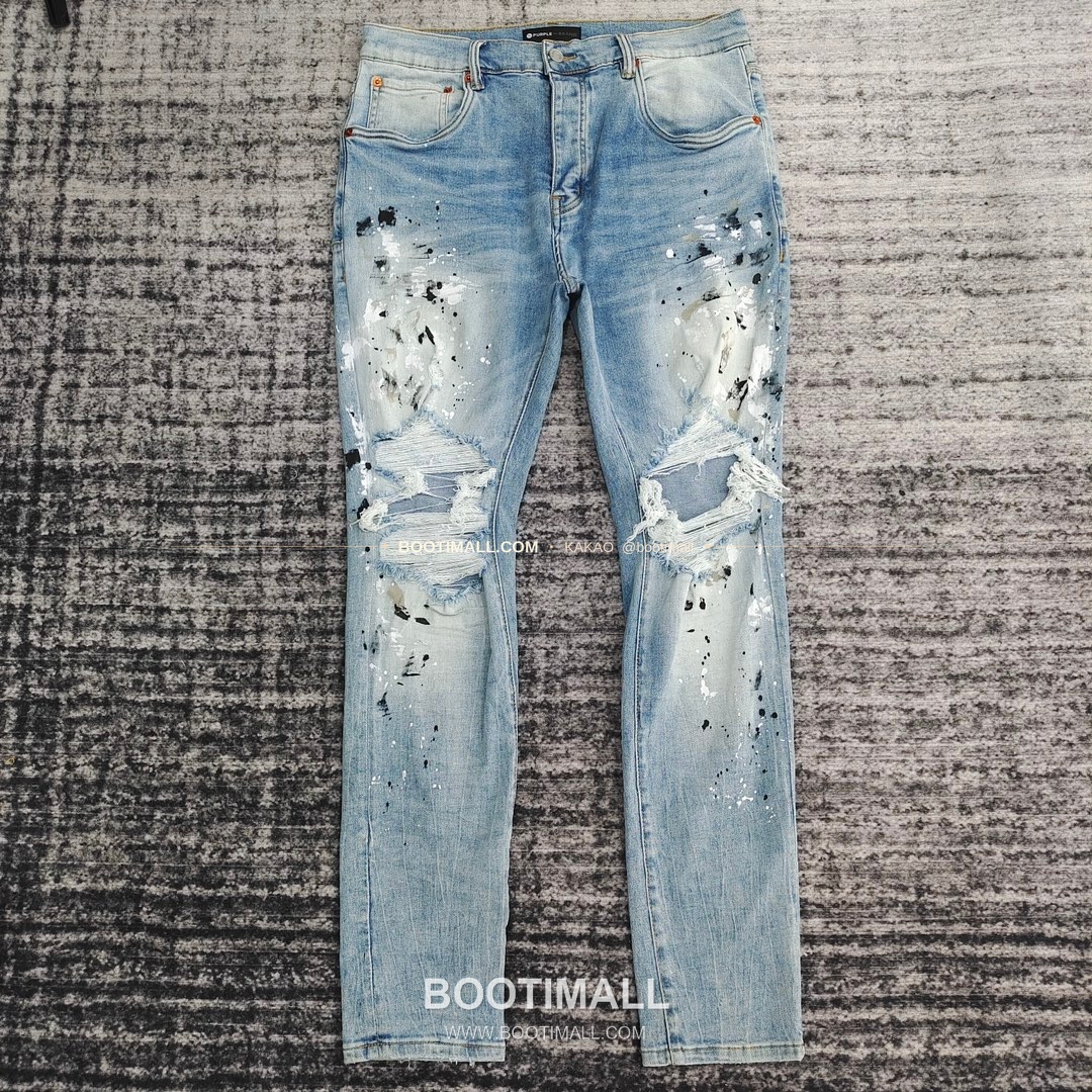 퍼플브랜드 코튼 디스트레스 슬림핏 데님 팬츠 PURPLE BRAND Cotton Distressed Slim Fit Denim Pants PU105000 1