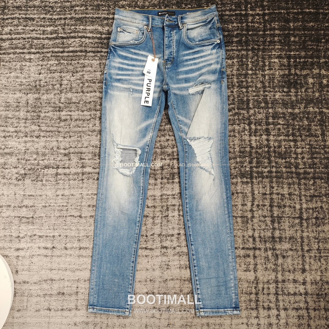 퍼플브랜드 코튼 디스트레스 슬림핏 데님 팬츠 PURPLE BRAND Cotton Distressed Slim Fit Denim Pants PU007800 1
