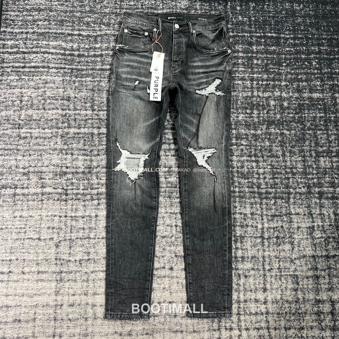 퍼플브랜드 코튼 디스트레스 슬림핏 남성 데님 팬츠 PURPLE BRAND Cotton Distressed Slim Fit Denim Pants PU006400 1