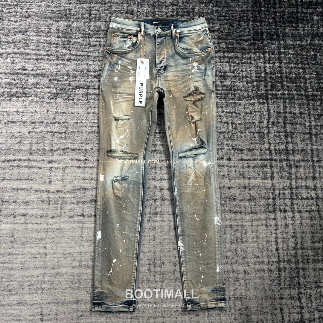 퍼플브랜드 코튼 디스트레스 슬림핏 남성 데님 팬츠 PURPLE BRAND Cotton Distressed Slim Fit Denim Pants PU20231600 1