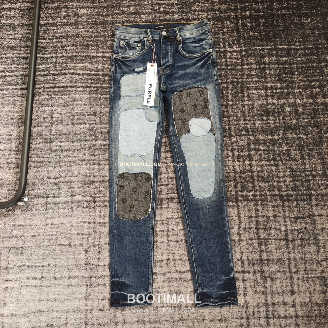 퍼플브랜드 코튼 디스트레스 슬림핏 남성 데님 팬츠 PURPLE BRAND Cotton Distressed Slim Fit Denim Pants PU007100 1