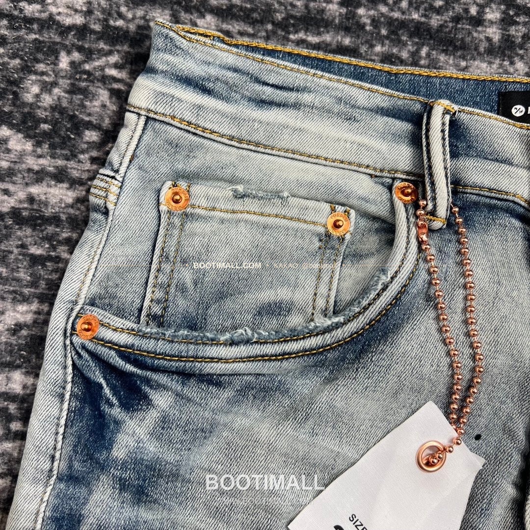 퍼플브랜드 코튼 디스트레스 슬림핏 데님 팬츠 PURPLE BRAND Cotton Distressed Slim Fit Denim Pants PU005900 4
