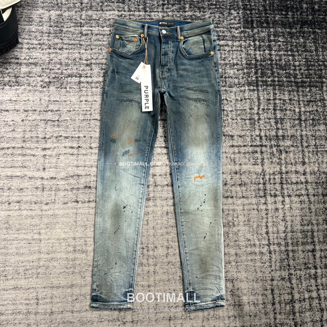 퍼플브랜드 코튼 디스트레스 슬림핏 데님 팬츠 PURPLE BRAND Cotton Distressed Slim Fit Denim Pants PU20233200 1