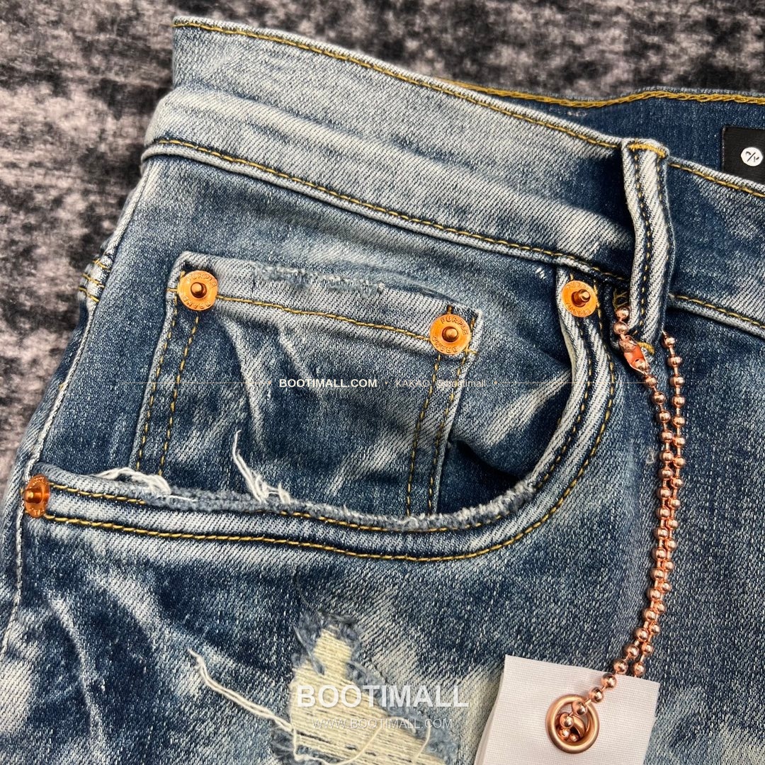 퍼플브랜드 코튼 디스트레스 슬림핏 데님 팬츠 PURPLE BRAND Cotton Distressed Slim Fit Denim Pants PU20232900 4