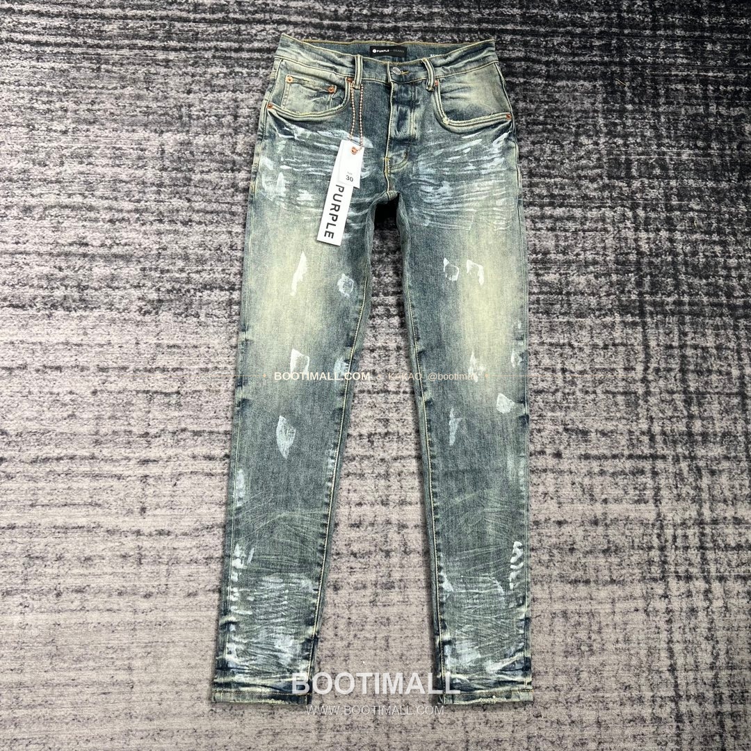 퍼플브랜드 코튼 디스트레스 슬림핏 데님 팬츠 PURPLE BRAND Cotton Distressed Slim Fit Denim Pants PU005000170 1