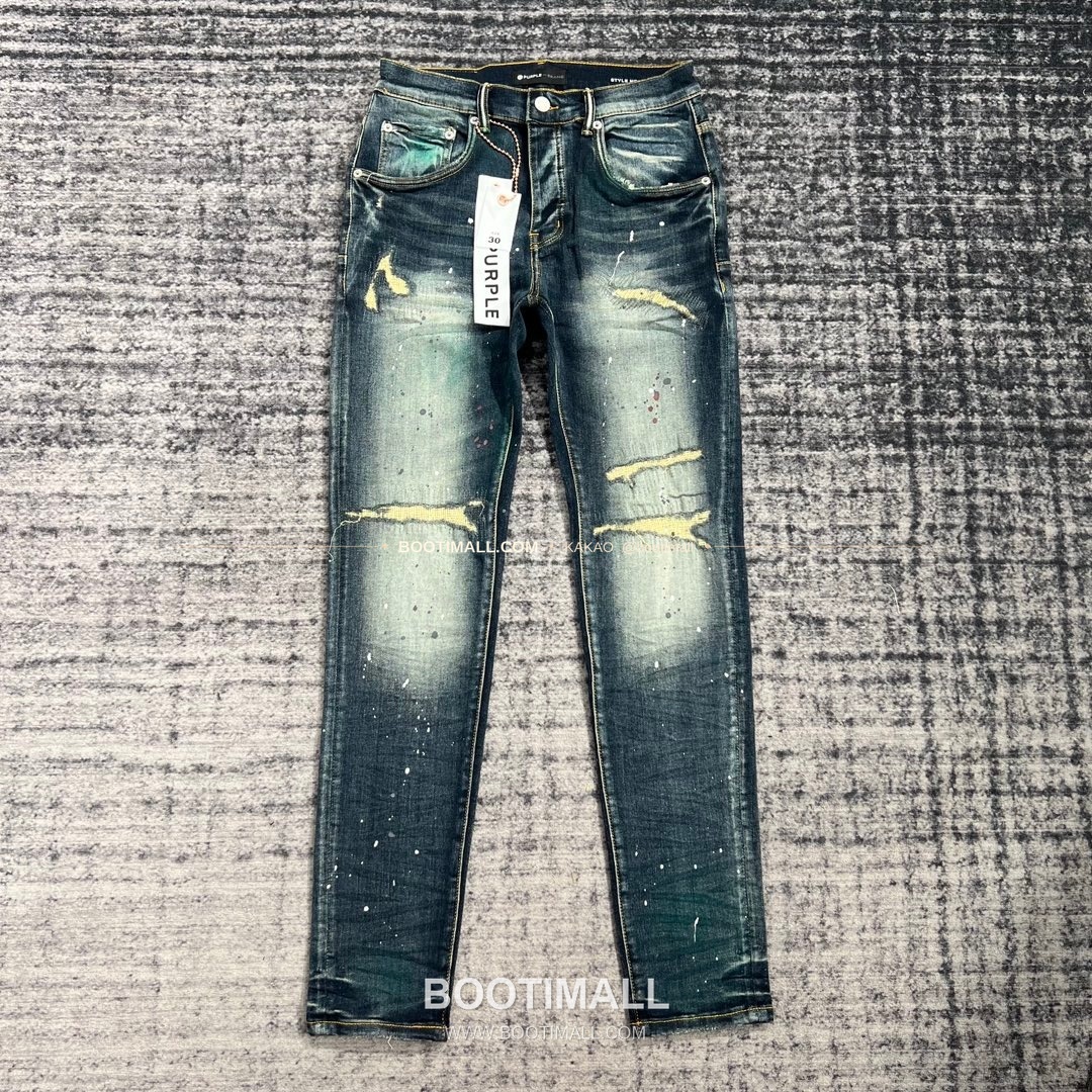 퍼플브랜드 코튼 디스트레스 슬림핏 데님 팬츠 PURPLE BRAND Cotton Distressed Slim Fit Denim Pants PU005 1
