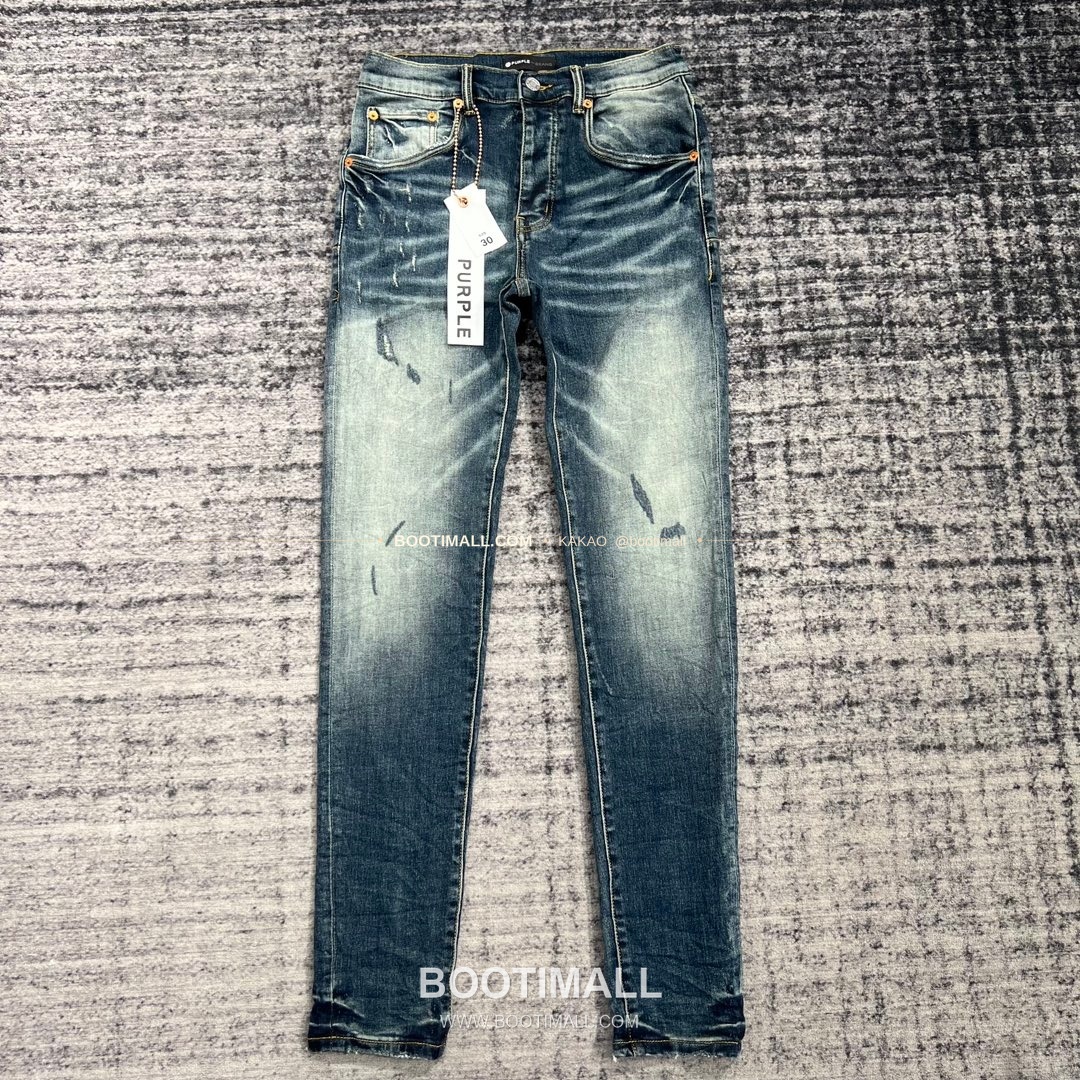 퍼플브랜드 코튼 디스트레스 슬림핏 남성 데님 팬츠 PURPLE BRAND Cotton Distressed Slim Fit Denim Pants PU20231300 1