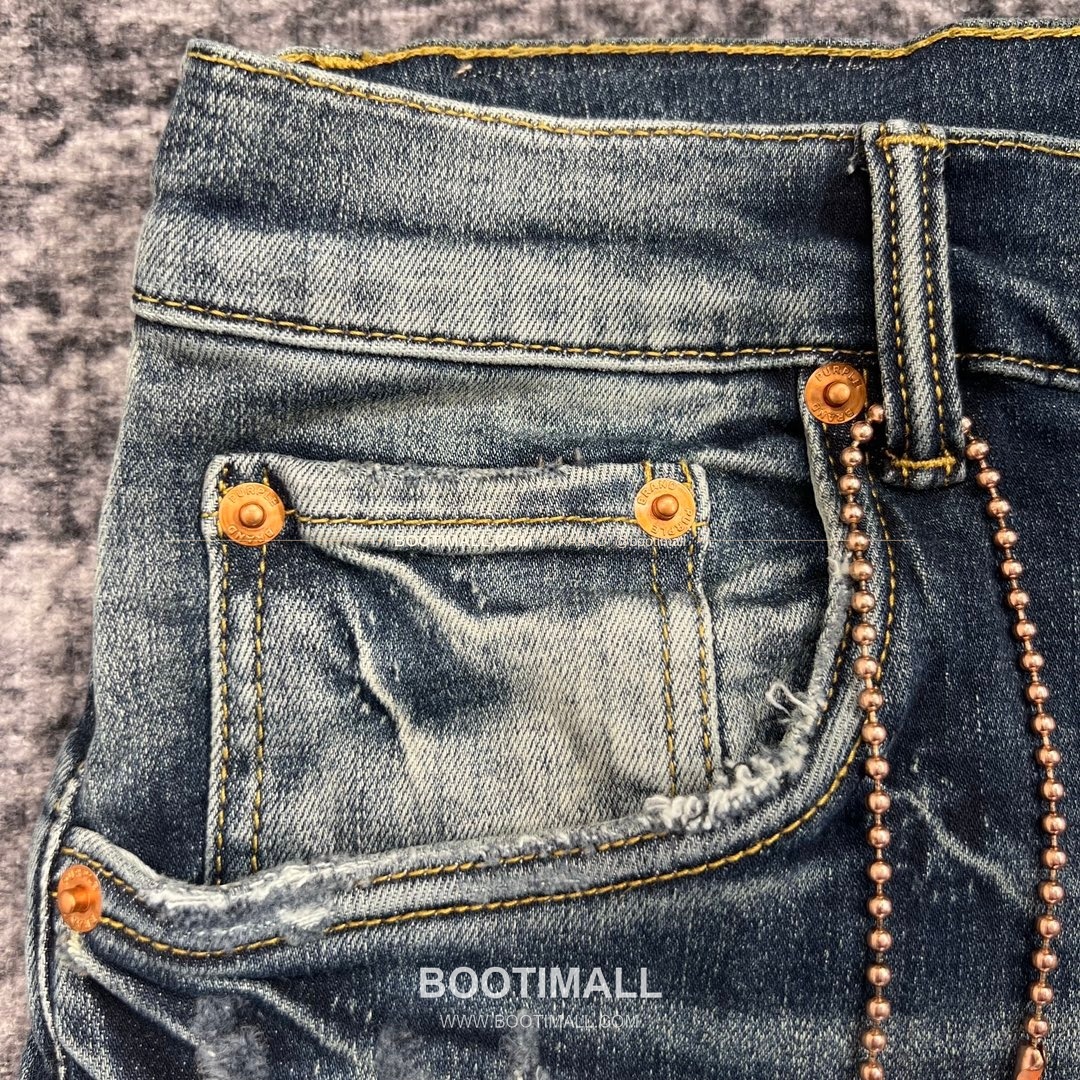 퍼플브랜드 코튼 디스트레스 슬림핏 남성 데님 팬츠 PURPLE BRAND Cotton Distressed Slim Fit Denim Pants PU20231300 4