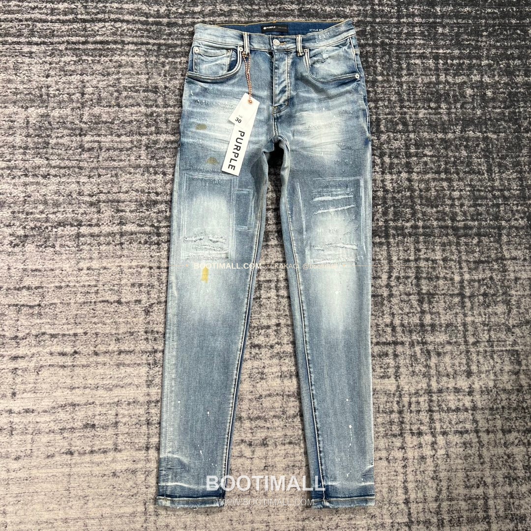 퍼플브랜드 코튼 디스트레스 슬림핏 데님 팬츠 PURPLE BRAND Cotton Distressed Slim Fit Denim Pants PU006500 1