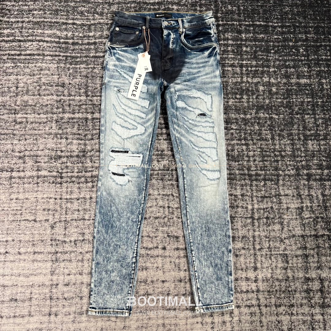 퍼플브랜드 코튼 디스트레스 슬림핏 데님 팬츠 PURPLE BRAND Cotton Distressed Slim Fit Denim Pants PU005800 1